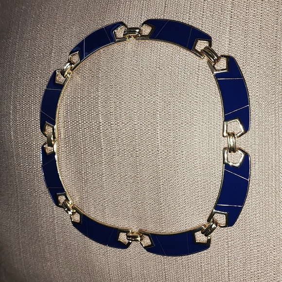 Marlyn Schiff Gold-Tone with Navy Collar Necklace, NWOT - Picture 1 of 7